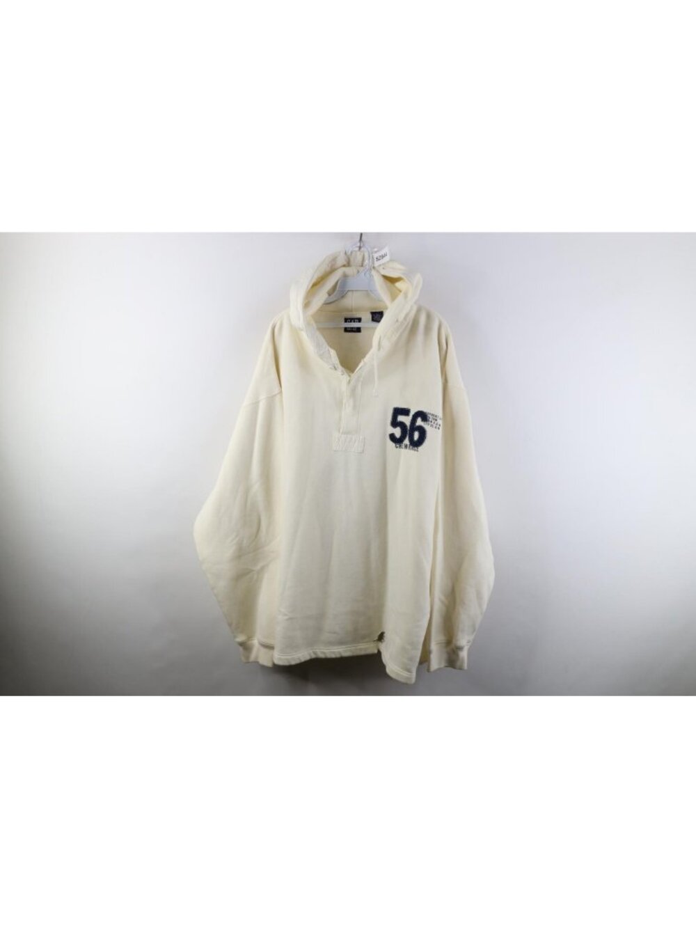 Vintage 90s Gap Mens XL Spell Out Crew Boat Race Rugby Hoodie Sweatshirt Cream